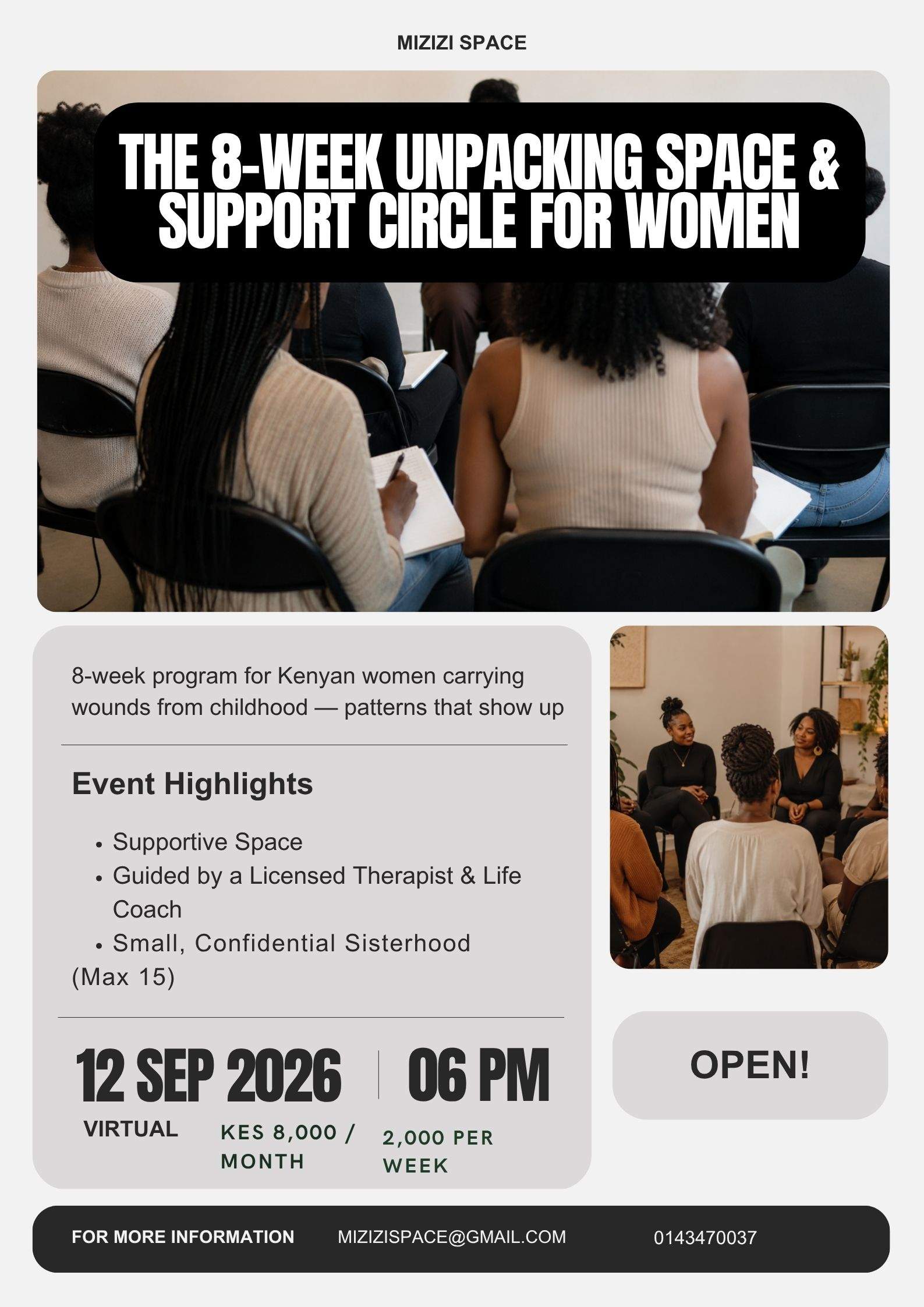 Mizizi Space: 8-Week Group Support & Healing Circle (Cohort 1) - Poster 1