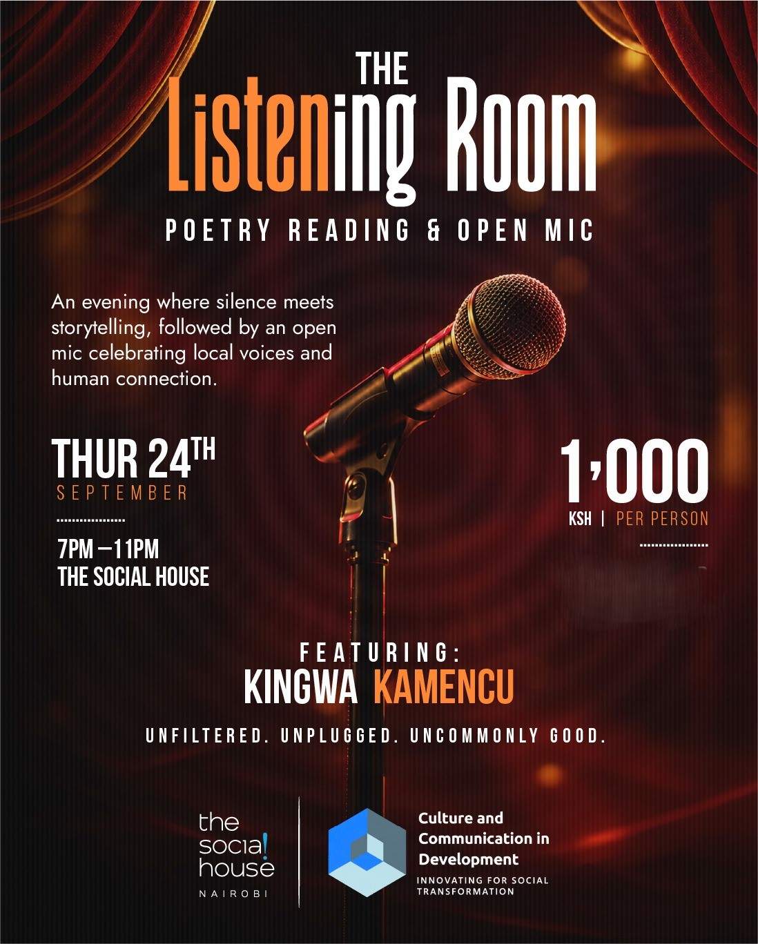 The Listening Room - Poetry reading and open mic - Poster 1