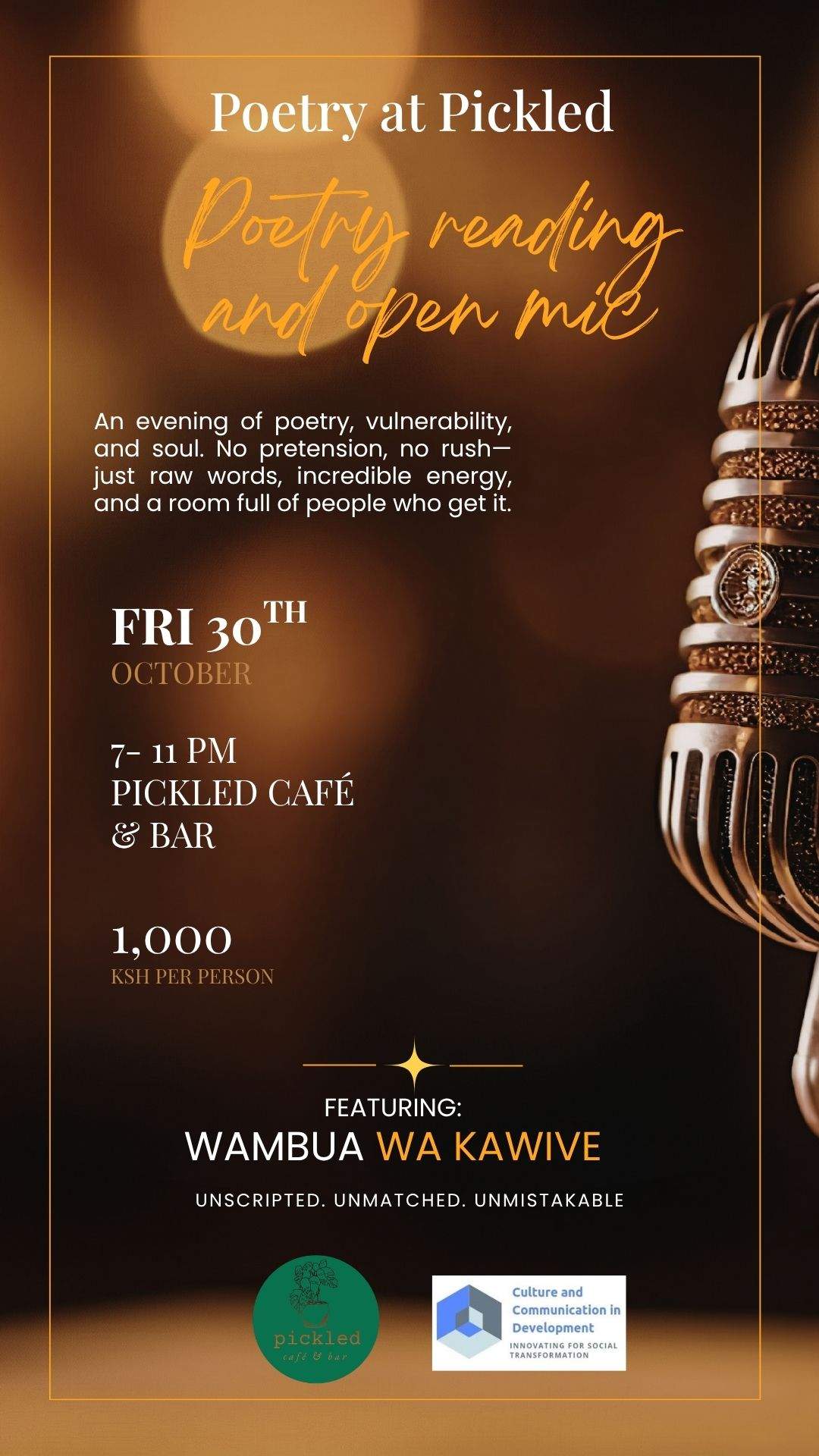 Poetry at Pickled: Poetry Reading and Open Mic - Poster 1