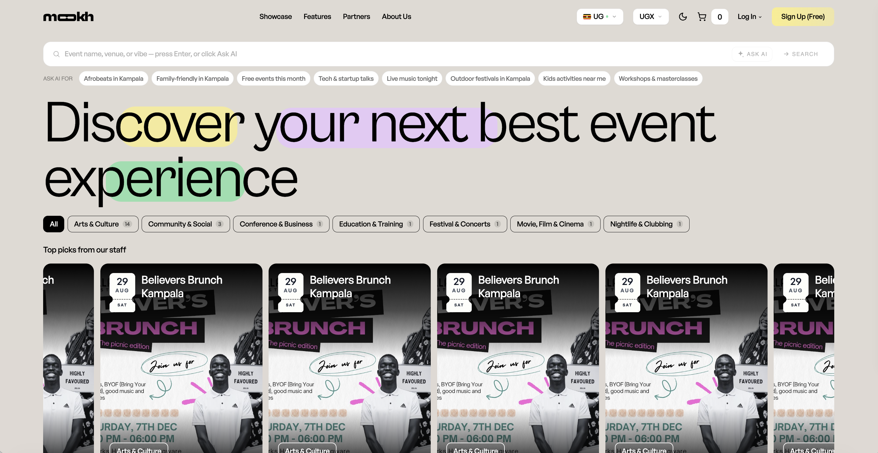 MOOKH event discovery page